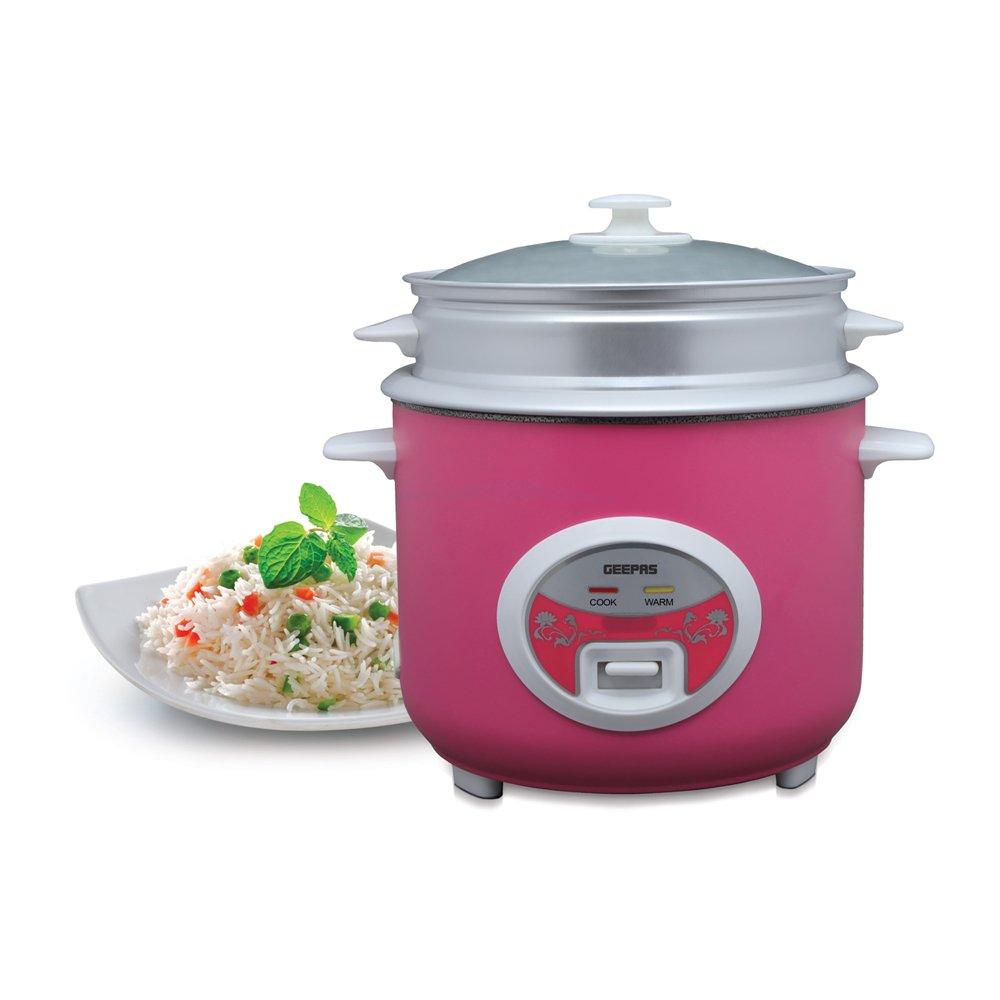 Geepas Deluxe Rice Cooker, 1.8L, 700W, GRC4329 - Pink  