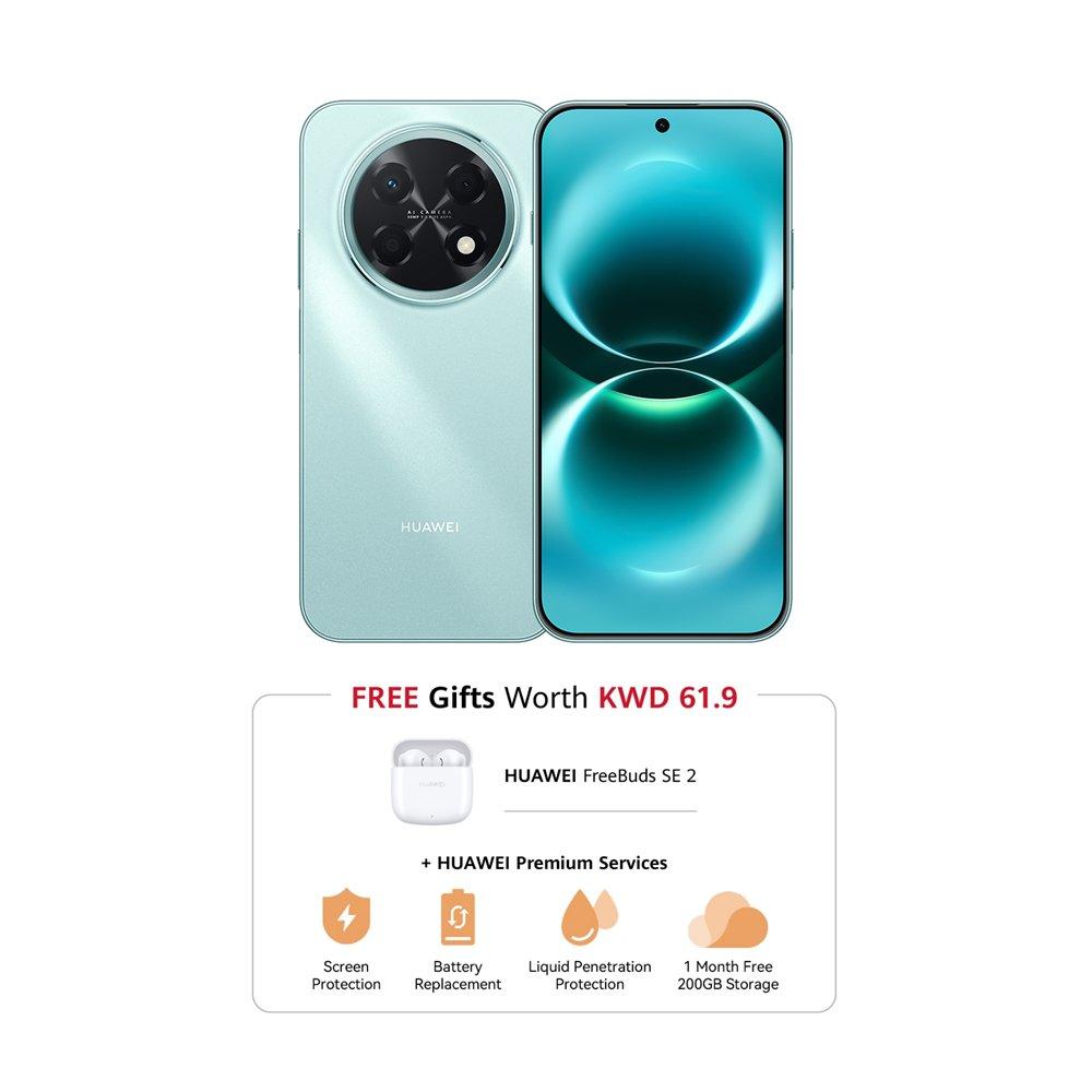 Pre-Order HUAWEI nova 15 Max Smartphone, Kirin Circuit, 8 + 8 GB RAM, 256GB Storage 6.84-inch 120Hz OLED Display – Cyan + HUAWEI FreeBuds SE 2 Wireless Earbuds - White