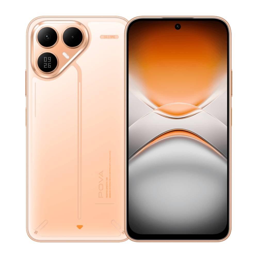 Tecno Pova 8 5G Phone, MediaTek Dimensity 7100, 8GB RAM, 256GB, 6.76-Inch Screen - Orange