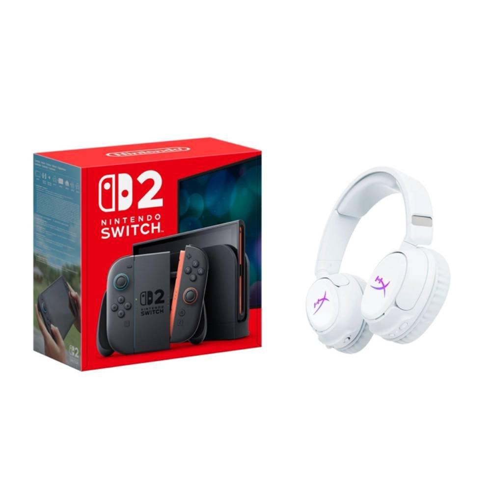 New Arrival Nintendo Switch 2 Standalone Console + HyperX Cloud Flight 2 Wireless Gaming Headset, B5VC5AA - White Split it your way