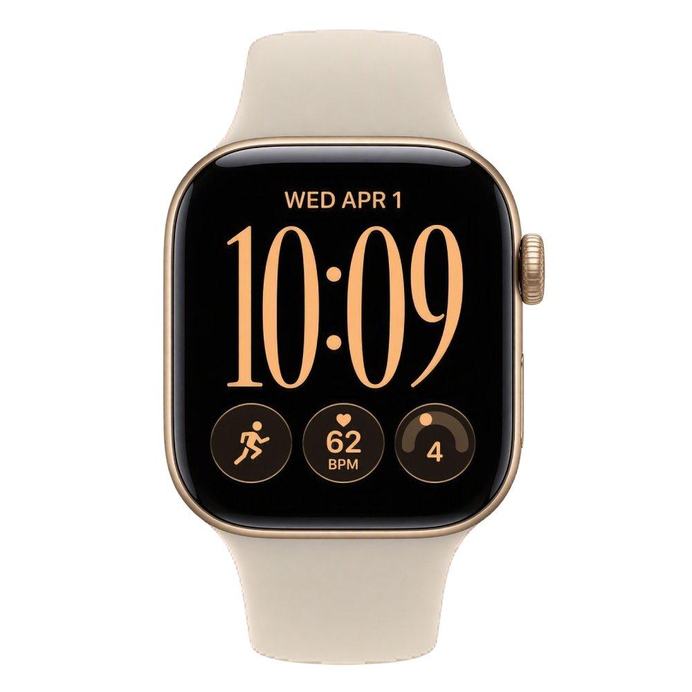 Apple Watch Series 12, GPS, 42mm, Light Gold Aluminium Case with Sand Sport Band, MJED4AF/A - S/M Split it your way