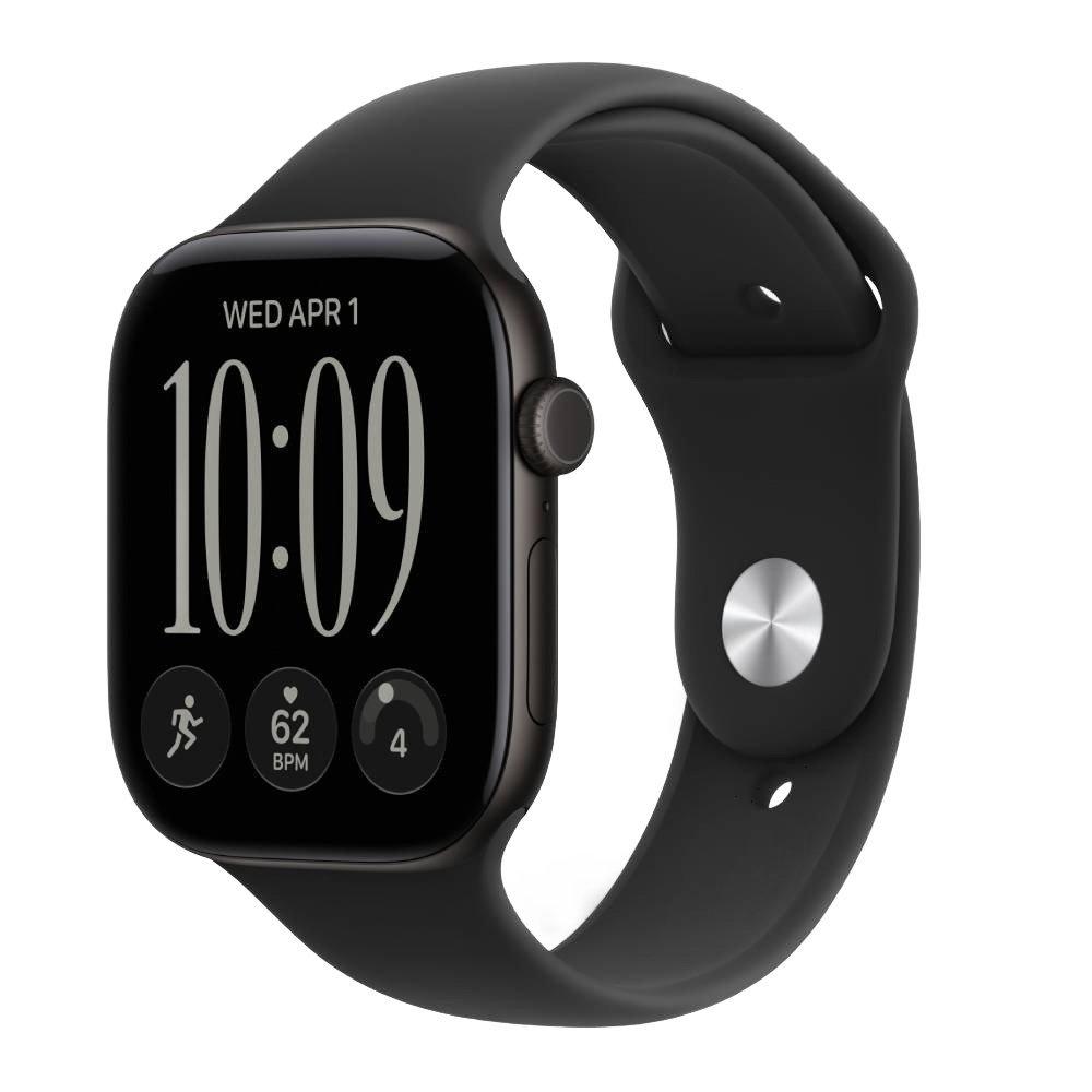  Apple Watch Series 12 GPS + Cellular, 46mm, Black Aluminium Case with Black Sport Band, MJG94AF/A - M/L