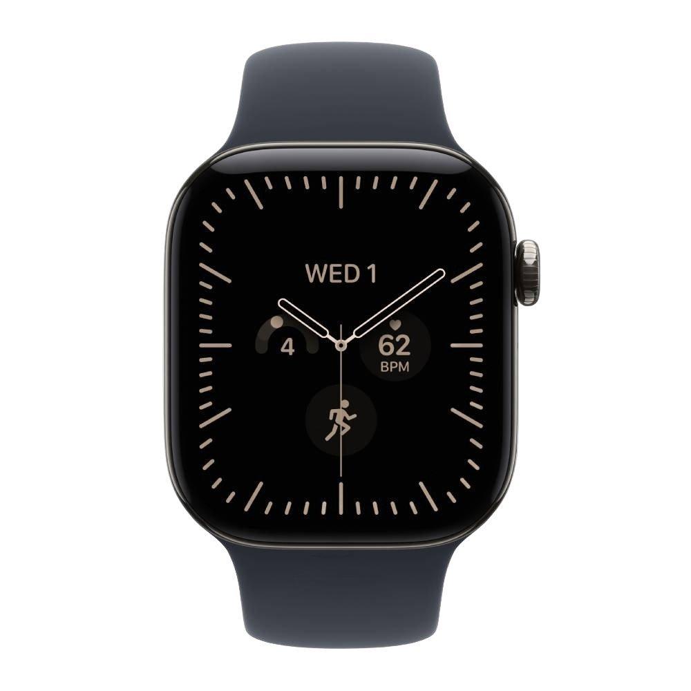 Apple Watch Series 12 GPS + Cellular, 42mm, Natural Titanium Case with Navy Blue Sport Band, MJGF4AF/A - S/M Split it your way