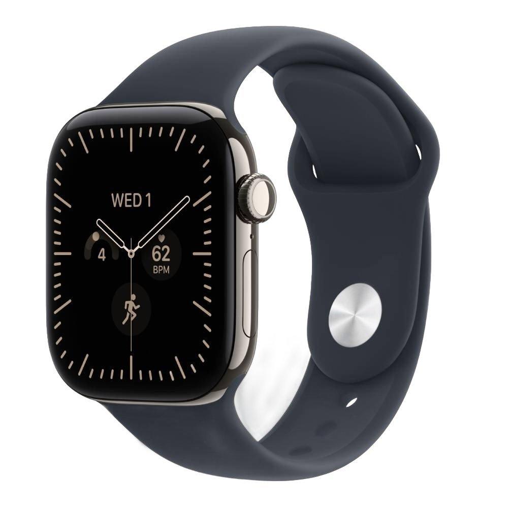  Apple Watch Series 12 GPS + Cellular, 42mm, Natural Titanium Case with Navy Blue Sport Band, MJGF4AF/A - S/M