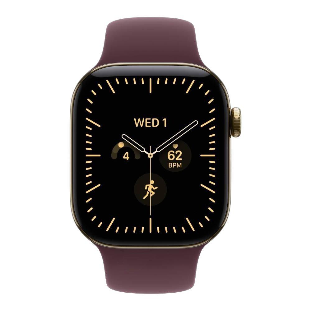 Apple Watch Series 12 GPS + Cellular, 42mm, Radiant Gold Titanium Case with Burgundy Sport Band, MJGJ4AF/A - S/M Split it your way