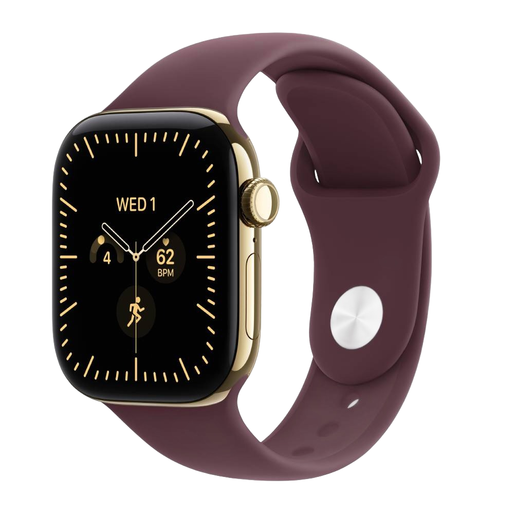  Apple Watch Series 12 GPS + Cellular, 42mm, Radiant Gold Titanium Case with Burgundy Sport Band, MJGK4AF/A - M/L