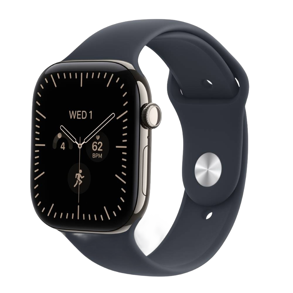  Apple Watch Series 12 GPS + Cellular, 46mm, Natural Titanium Case with Navy Blue Sport Band, MJGM4AF/A - S/M