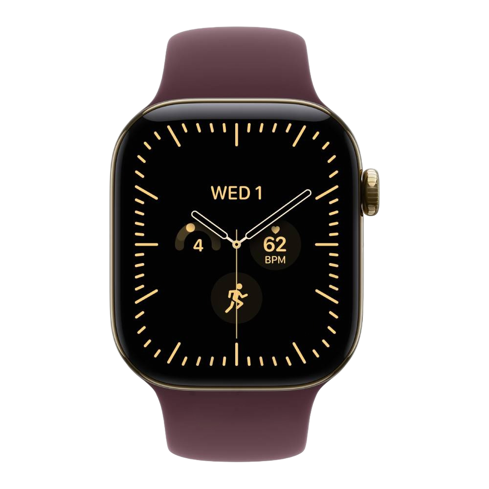 Apple Watch Series 12 GPS + Cellular, 46mm, Radiant Gold Titanium Case with Burgundy Sport Band, MJGR4AF/A - S/M Split it your way
