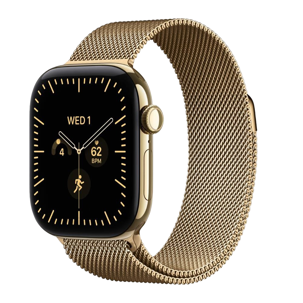  Apple Watch Series 12 GPS + Cellular, 46mm, Radiant Gold Titanium Case with Radiant Gold Milanese Loop, MJGU4AF/A - S/M
