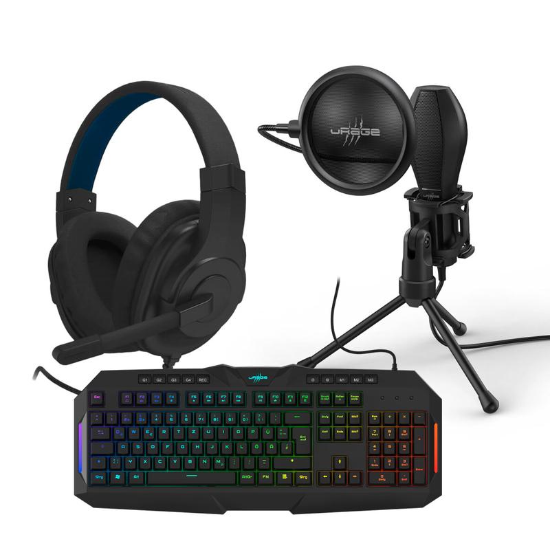 Hama uRage SoundZ 100 Gaming Headset with Stream 400 Plus and Exodus 700 Semi-Mechanical Bundle