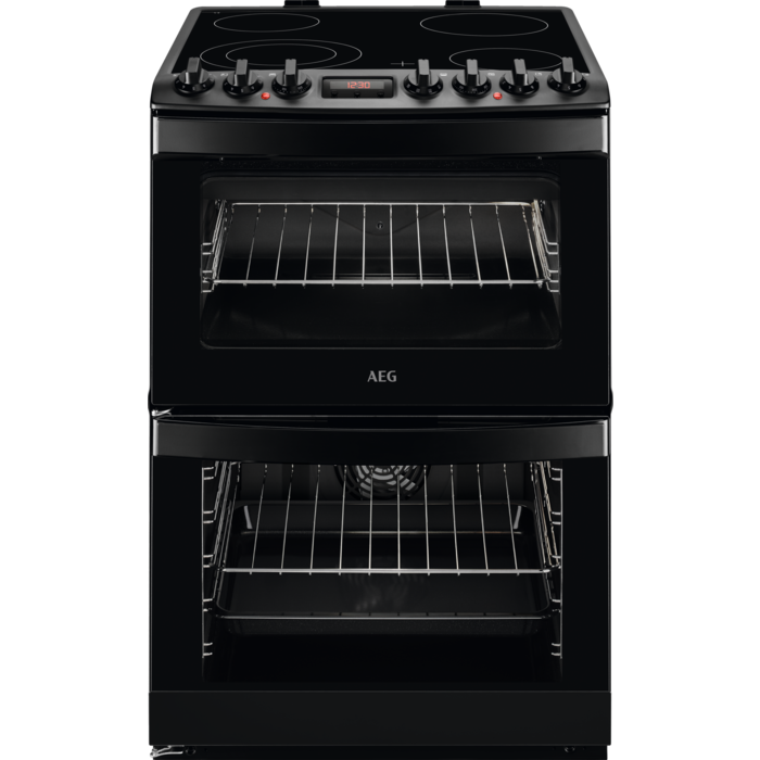 AEG CCB6740MCB 60cm Double Oven Electric Cooker with Ceramic Hob - Black