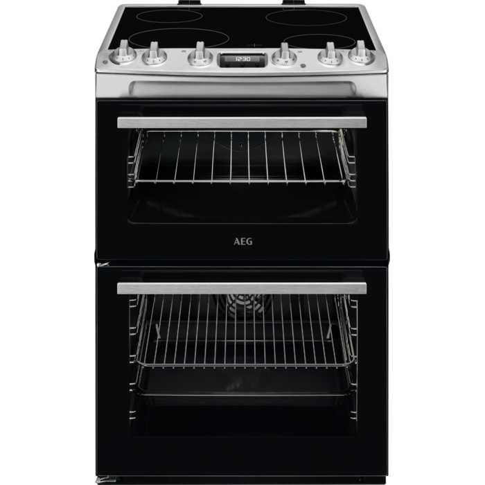 AEG CCX6530ACM 60cm Double Oven Electric Cooker with Ceramic Hob - Stainless Steel