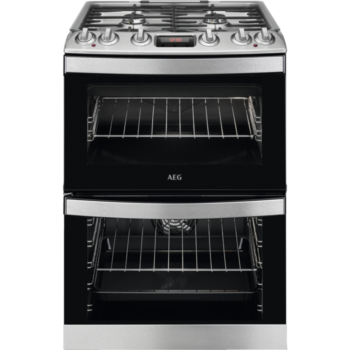 AEG CKB6540ACM 60cm Double Oven Cooker with Gas Hob - Stainless