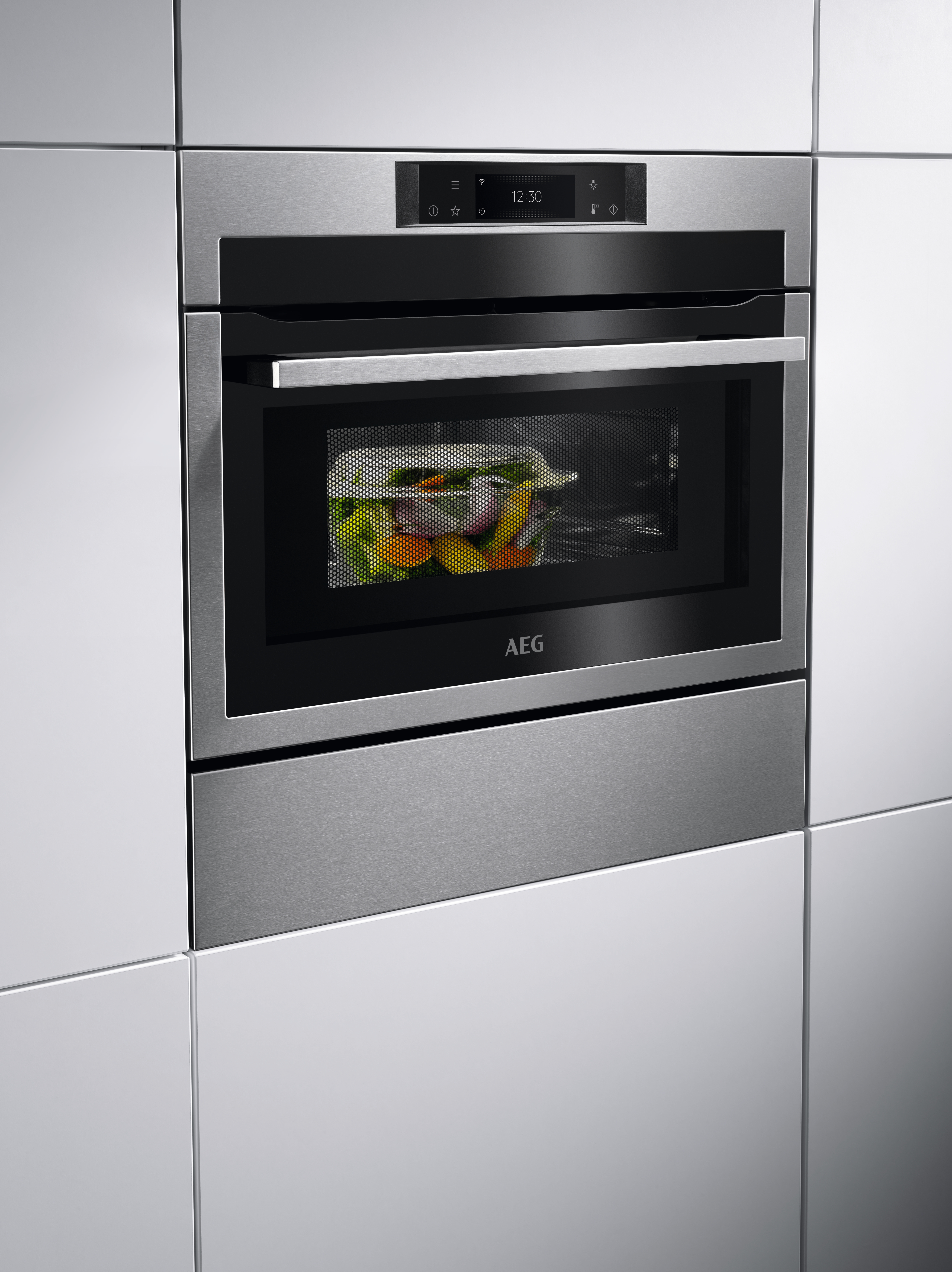 AEG KME761080M 59.5cm Built In CombiQuick Combination Microwave compact oven - Stainless Steel