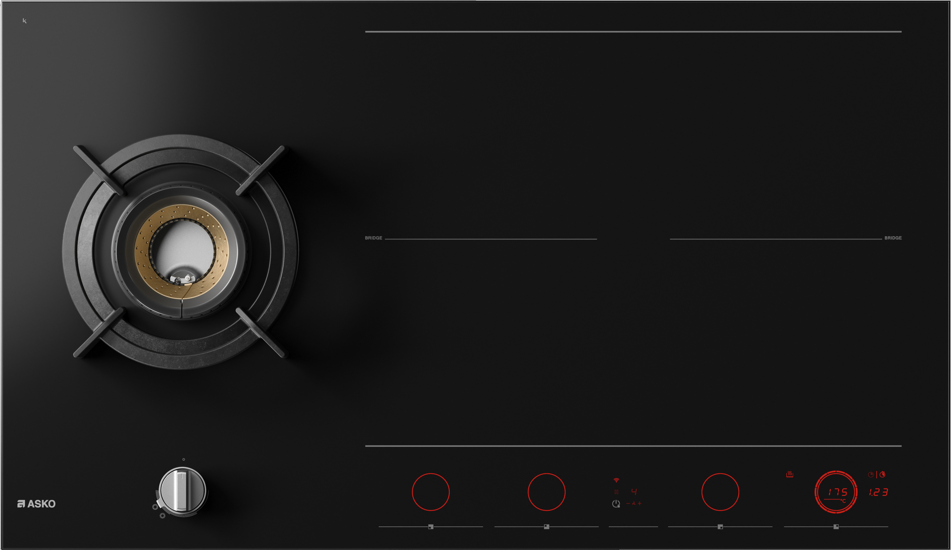 ASKO HIG89524BGB1 90cm 5 Zone Induction/Gas Hob - Black