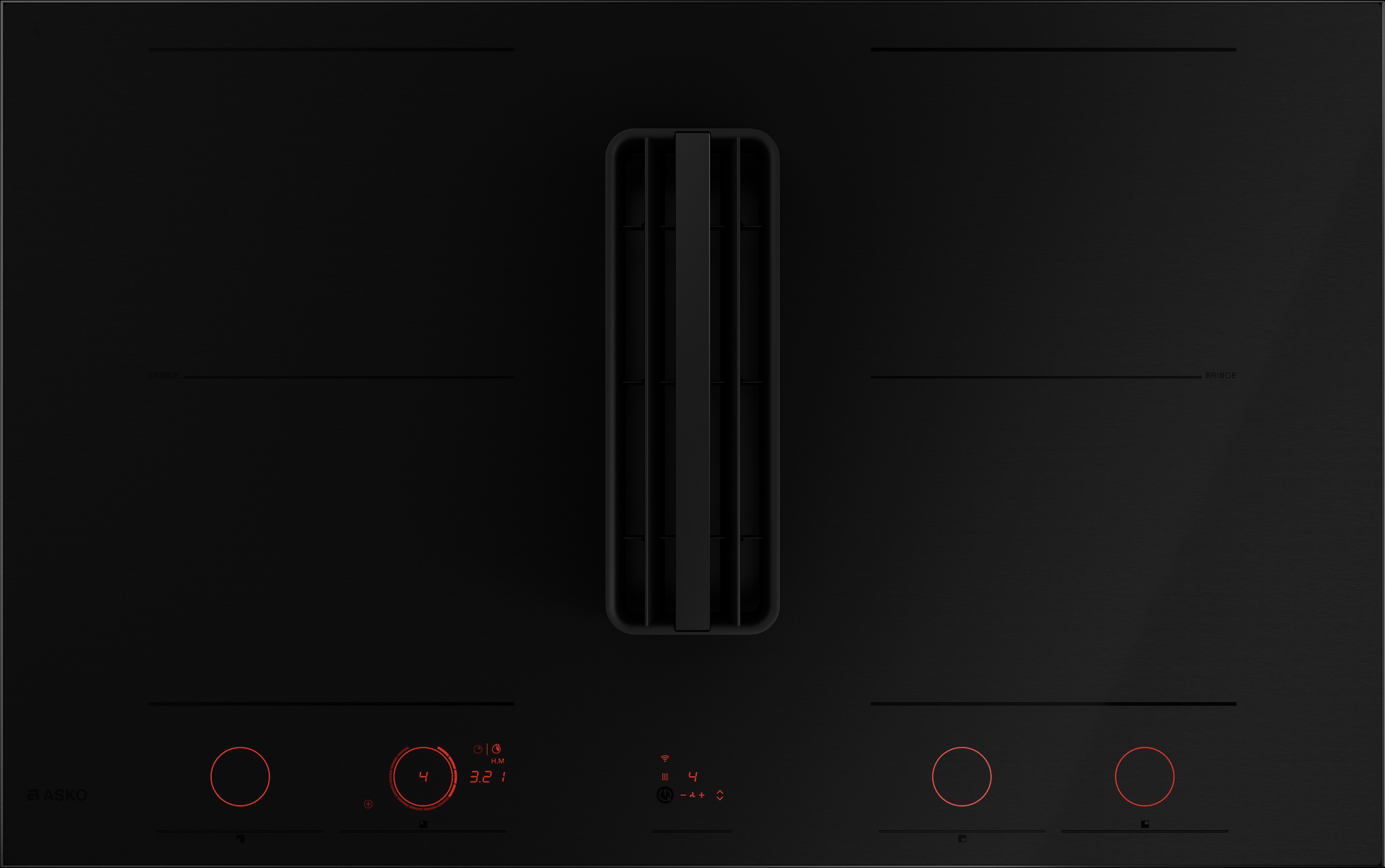 Asko HIHD854MM 90cm 4 Zone Hood-in hob, Celsius Induction - Black