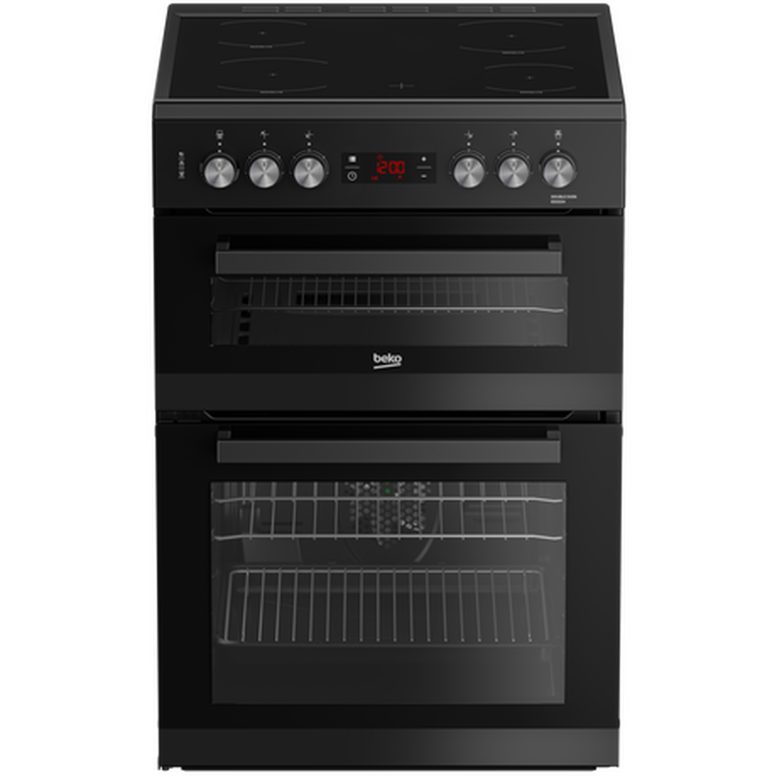 Beko EDC634K 60cm Double Oven Electric Cooker with Ceramic Hob - Black