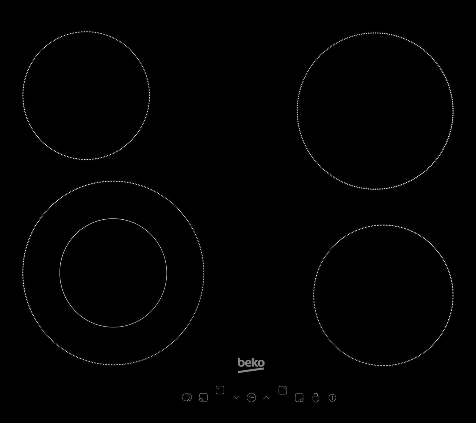 Beko HIC64402T 58cm Built In Ceramic Hob - Black