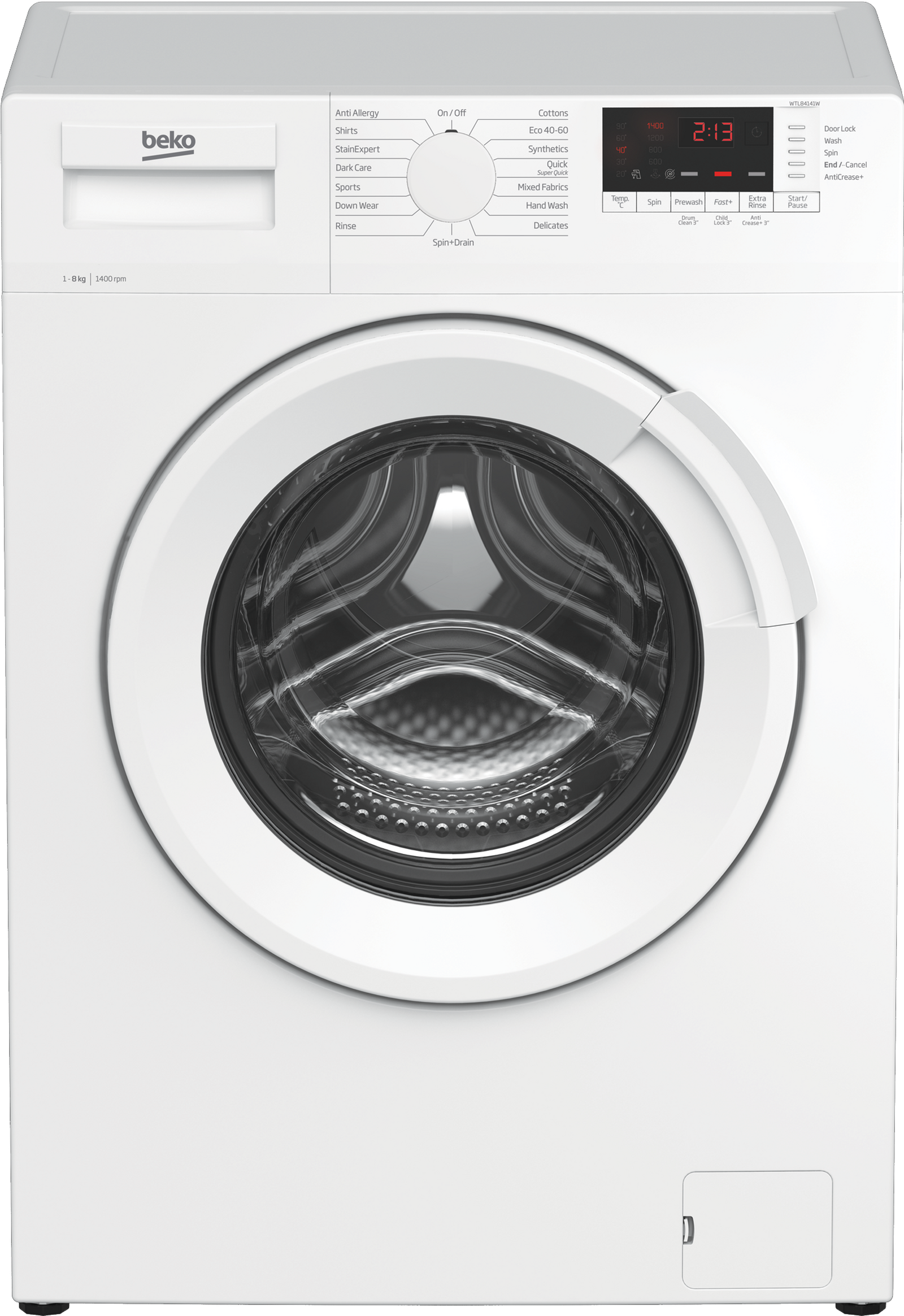 Beko Freestanding RecycledTub WTL84141W 8kg 1400 Spin Washing Machine - White