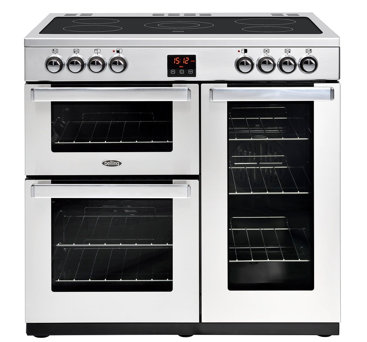 Belling 444444072 90cm Electric Range Cooker with Ceramic Hob - Stainless Steel