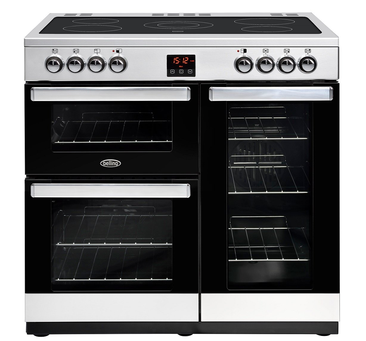 Belling 444444073 90cm Range Cooker with Ceramic Hob - Stainless Steel
