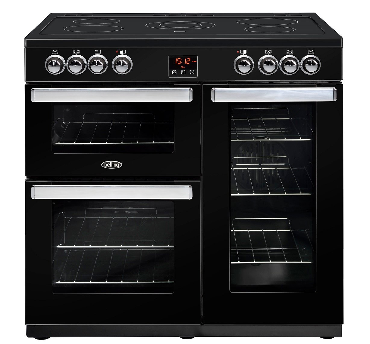 Belling 444444074 90cm Range Cooker with Ceramic Hob - Black