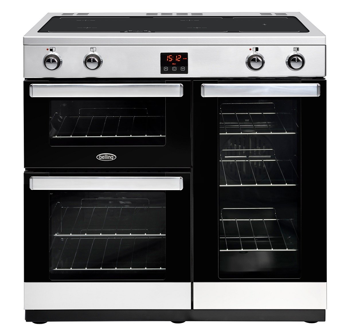Belling 444444079 90cm Range Cooker with Induction Hob - Stainless Steel