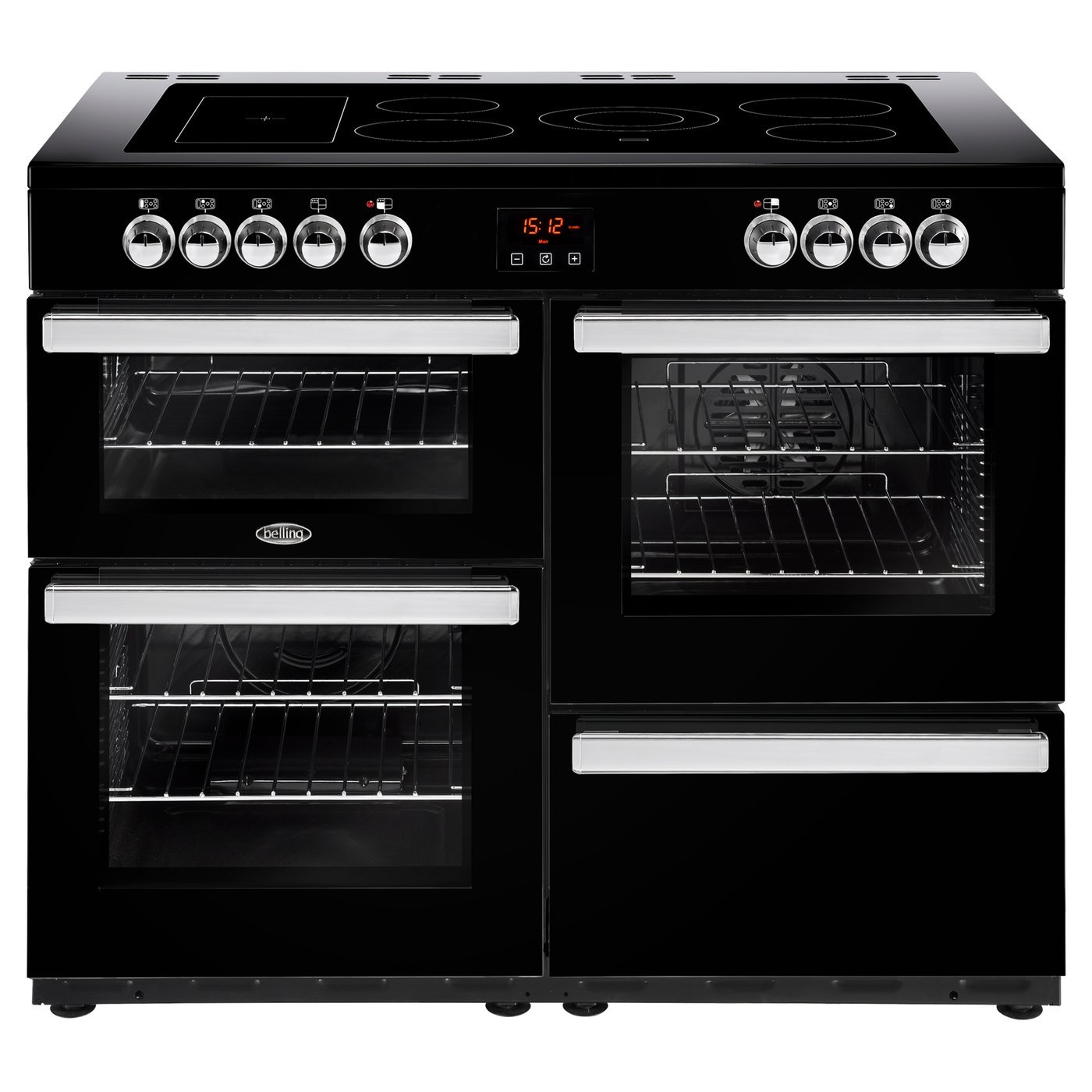 Belling 110E 110cm Electric Rangecooker with Double Oven and Ceramic Hob - Black