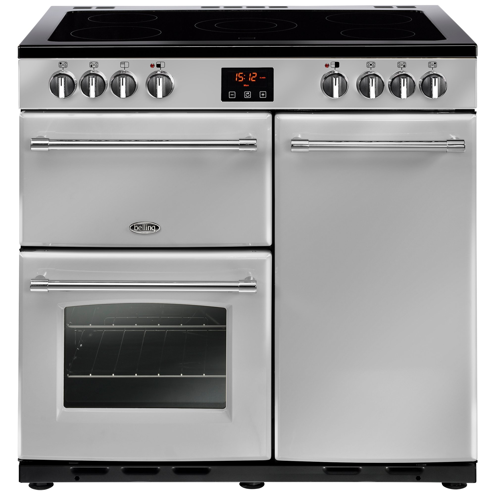 Belling 444444125 90cm Range Cooker with Ceramic Hob - Silver