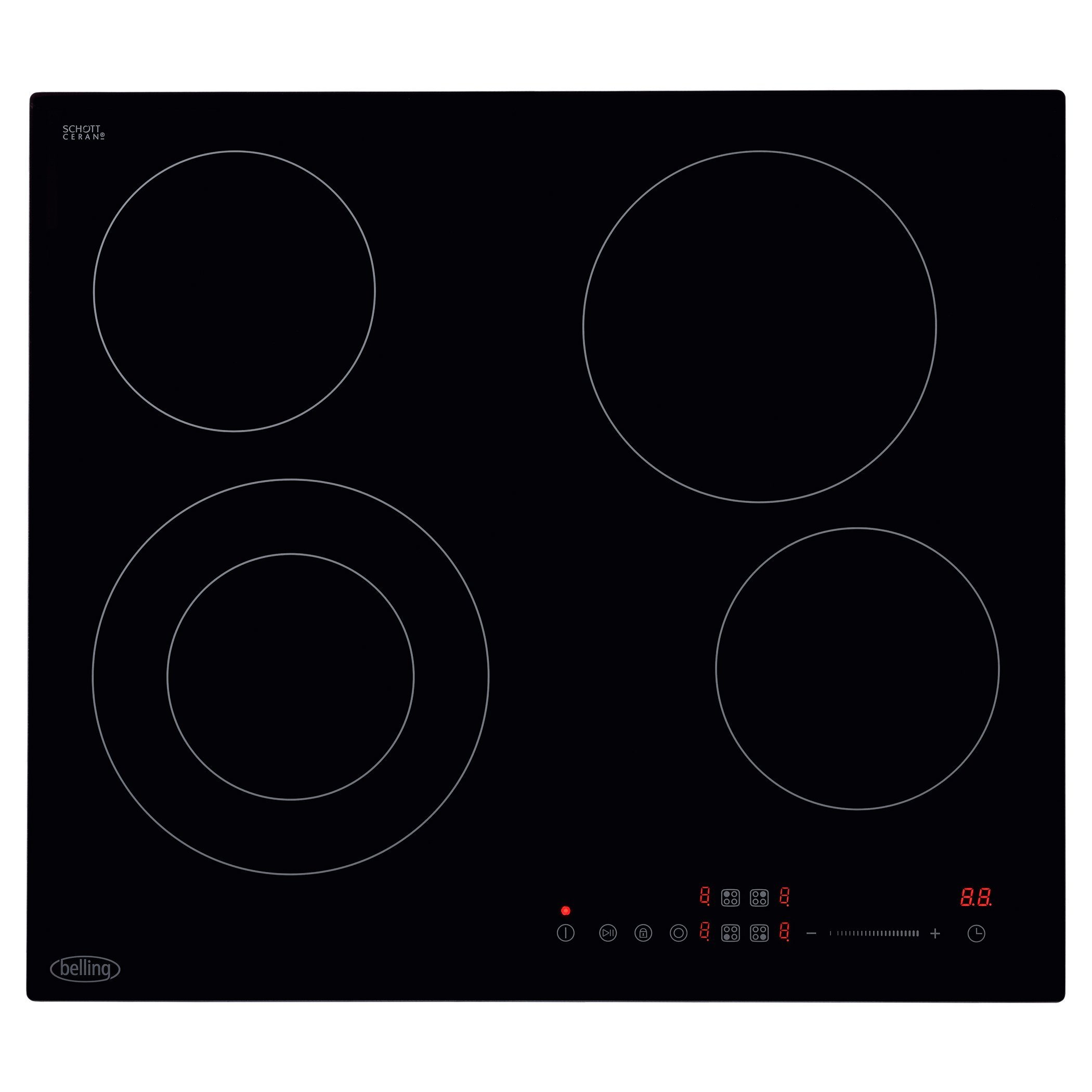 Belling CH602TBLK 59cm Electric Ceramic Hob with Touch Controls - Black