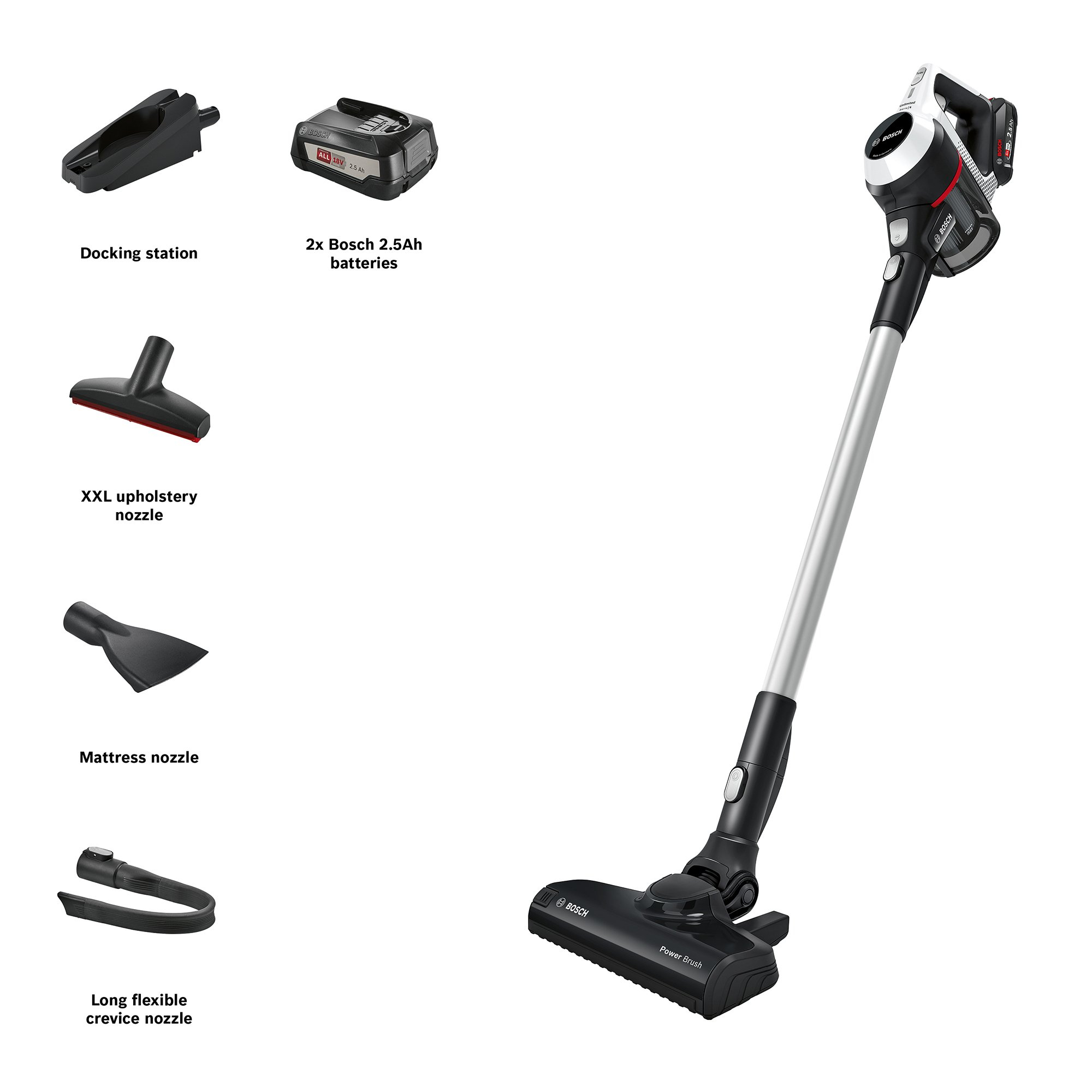 Bosch BCS612GB Unlimited Serie 6 ProHome Cordless Vacuum Cleaner Dual Battery - White - 30 Minute Run Time