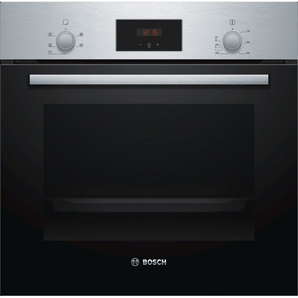 Bosch HHF113BR0B 59.4cm Serie 2 Built In Electric Single Oven with 3D Hot Air - Stainless Steel