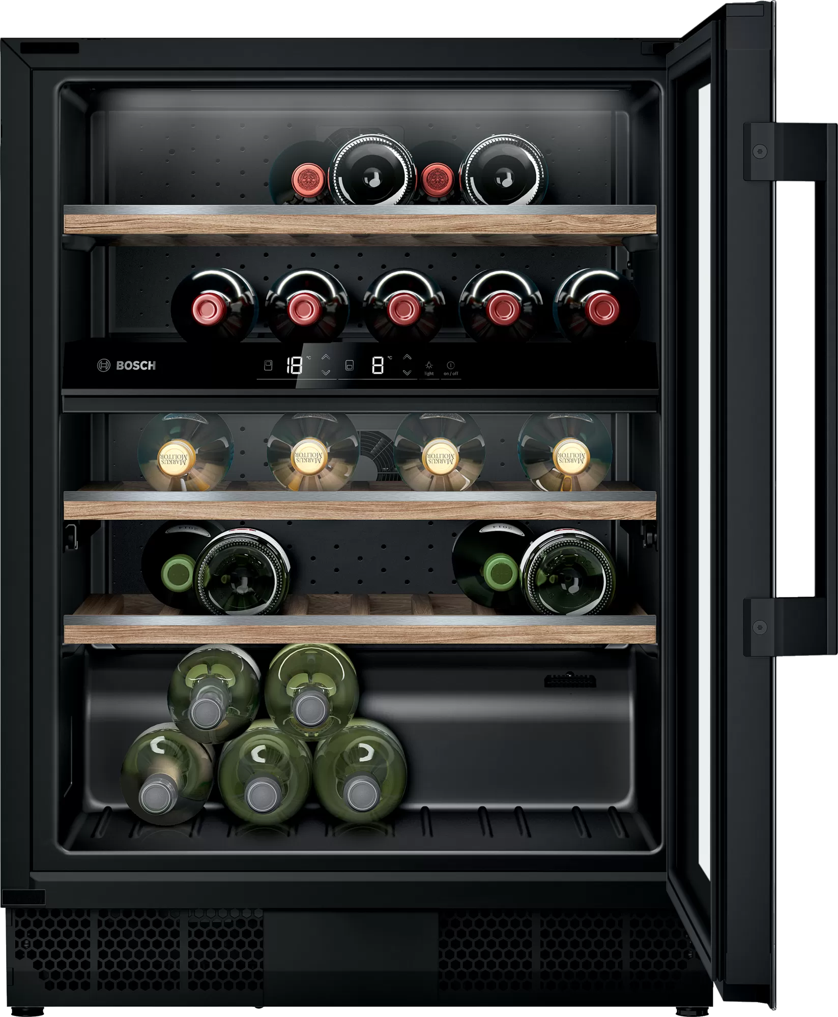 Bosch KUW21AHG0G Series 6 Built-In Wine Cooler with Glass Door - Black