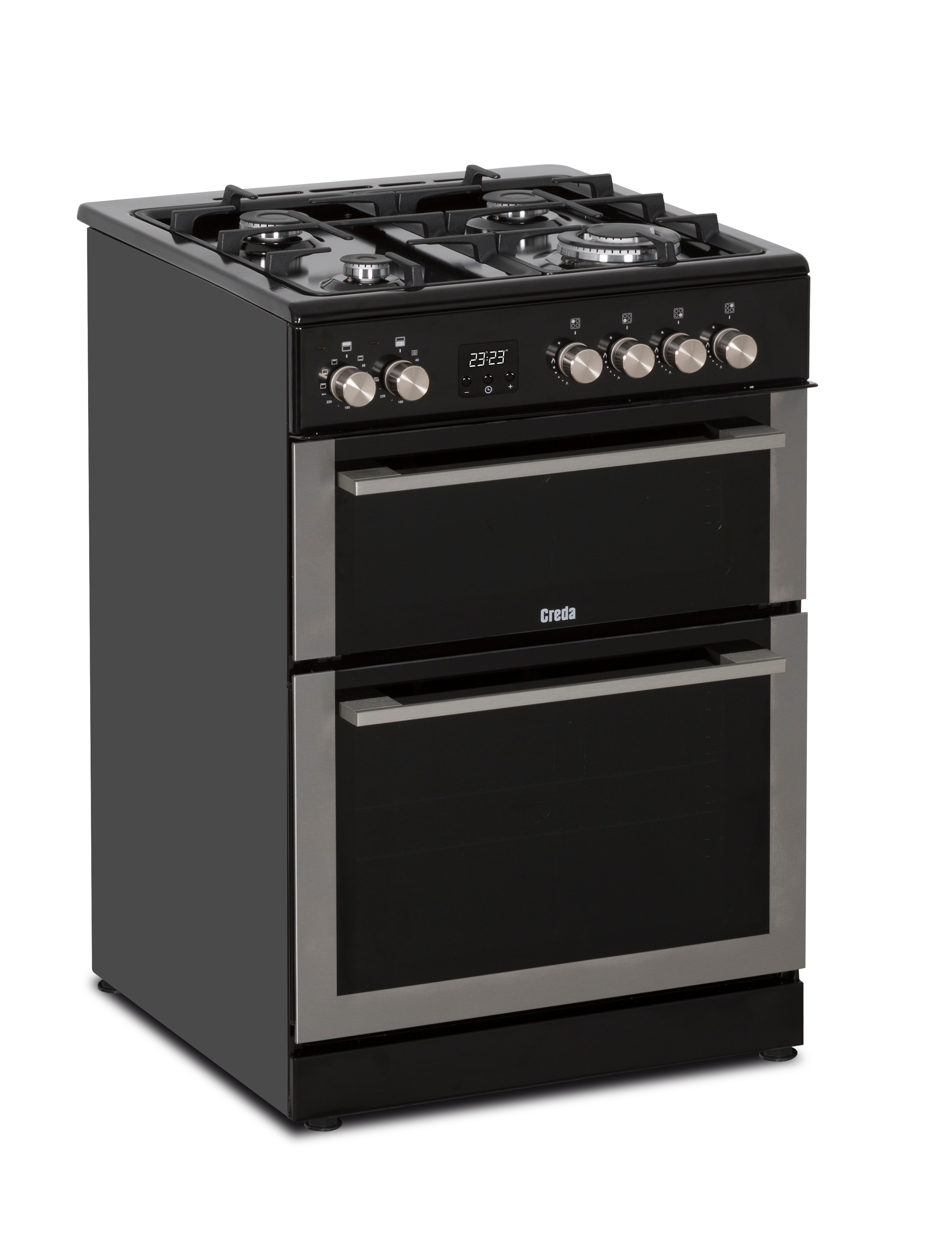 Creda C60DFDOX 59.8cm Double Oven Dual Fuel Cooker with Gas Hob - Stainless Steel
