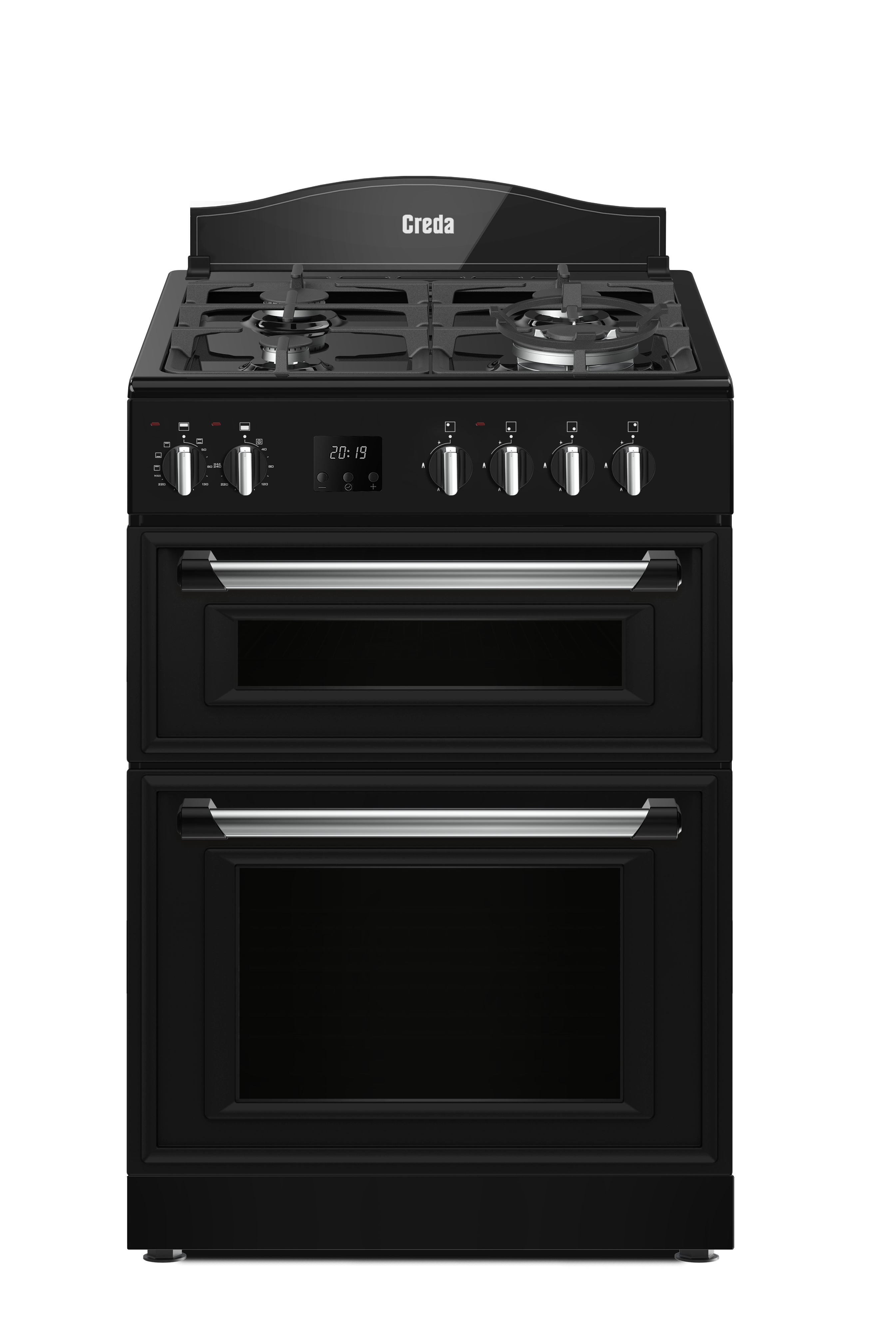 Creda C60DFMRBL 59.8cm Dual Fuel Rangecooker with Double Oven and Gas Hob - Black