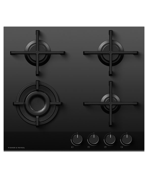 Fisher & Paykel CG604DLPGB4 60cm  4 Burner Gas Hob in Black Glass