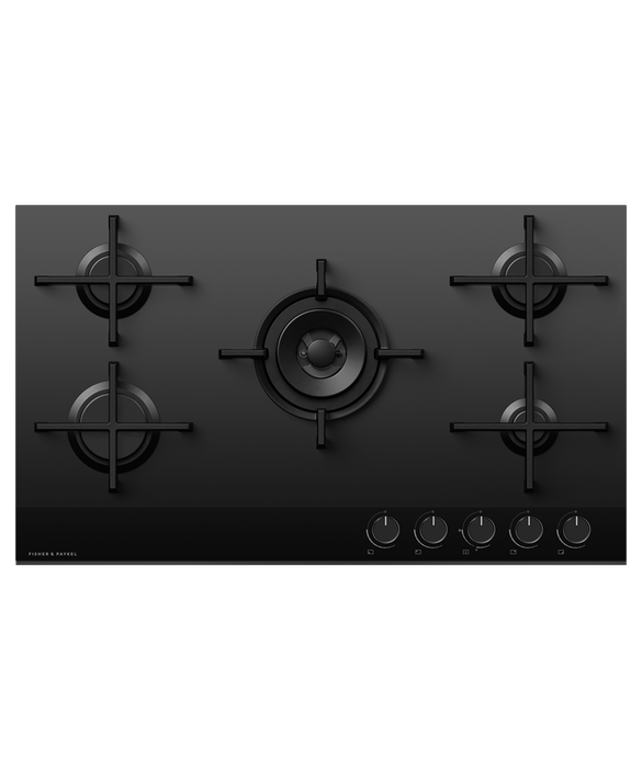 Fisher & Paykel CG905DLPGB4 90cm 5 Burner Gas Hob - Black Glass