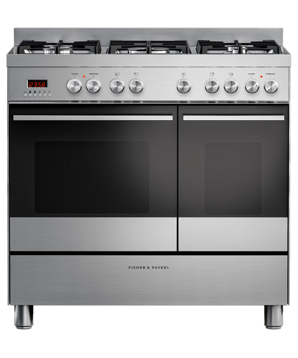 Fisher & Paykel OR90L7DBGFX1 90cm Dual Fuel 5 Burner Range Cooker - Stainless Steel