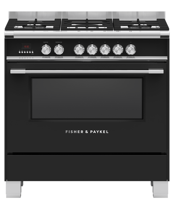 Fisher & Paykel OR90SCG4B1 90cm Dual Fuel 5 Burner Range Cooker - Black