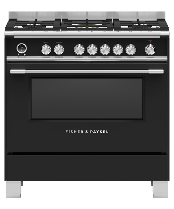Fisher & Paykel OR90SCG6B1 90cm Dual Fuel Pyrolytic Cooker - Black