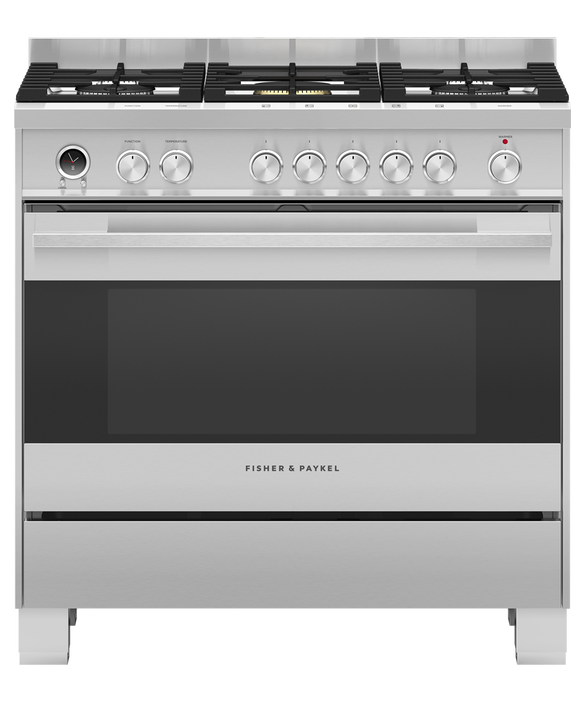 Fisher & Paykel OR90SDG6X1 90cm Dual Fuel Range Cooker with Gas Hob and Pyrolytic Cleaning - Stainless Steel 