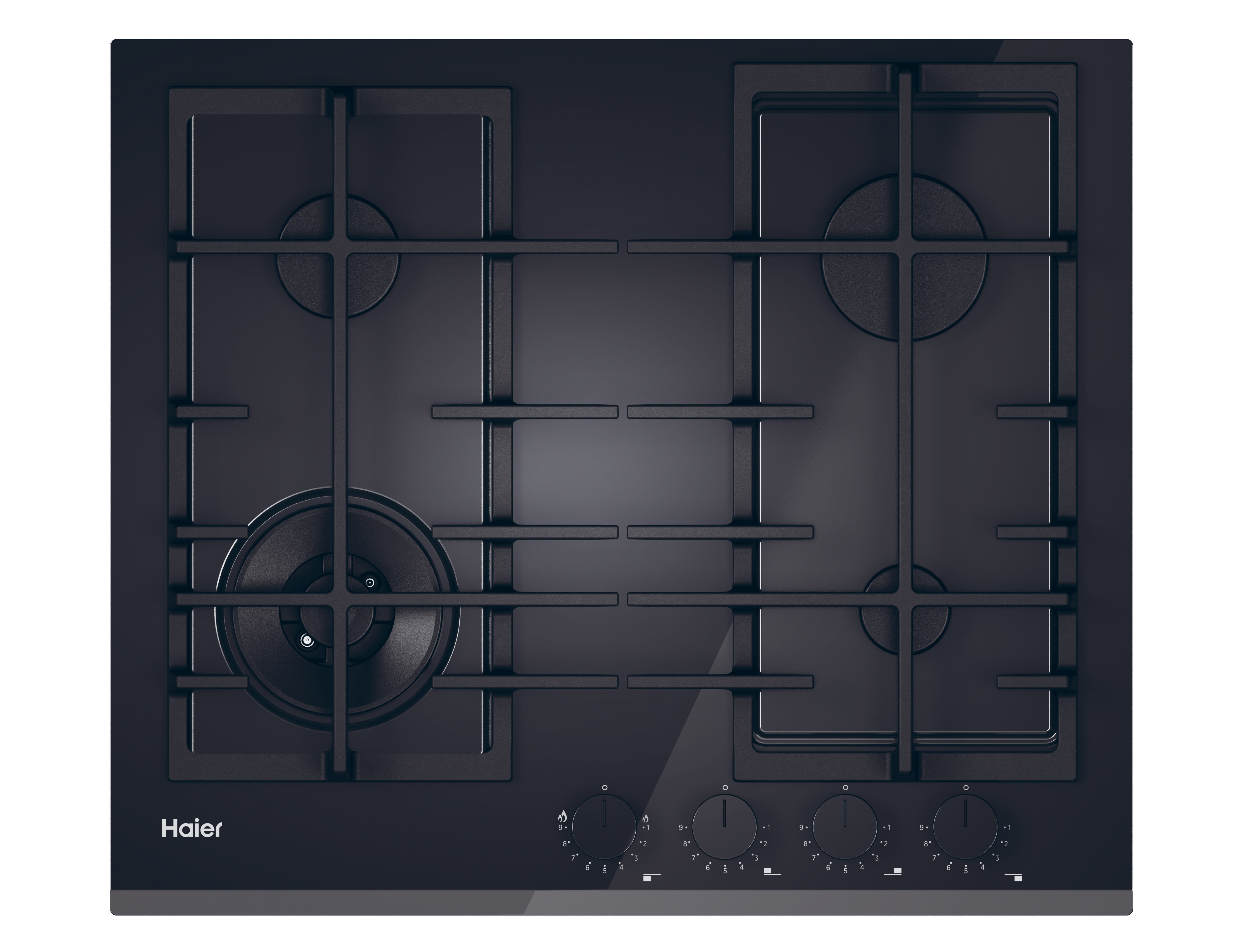 Haier HAVG6BF4TBPB Gas on glass Hob, 4 Zones - Black