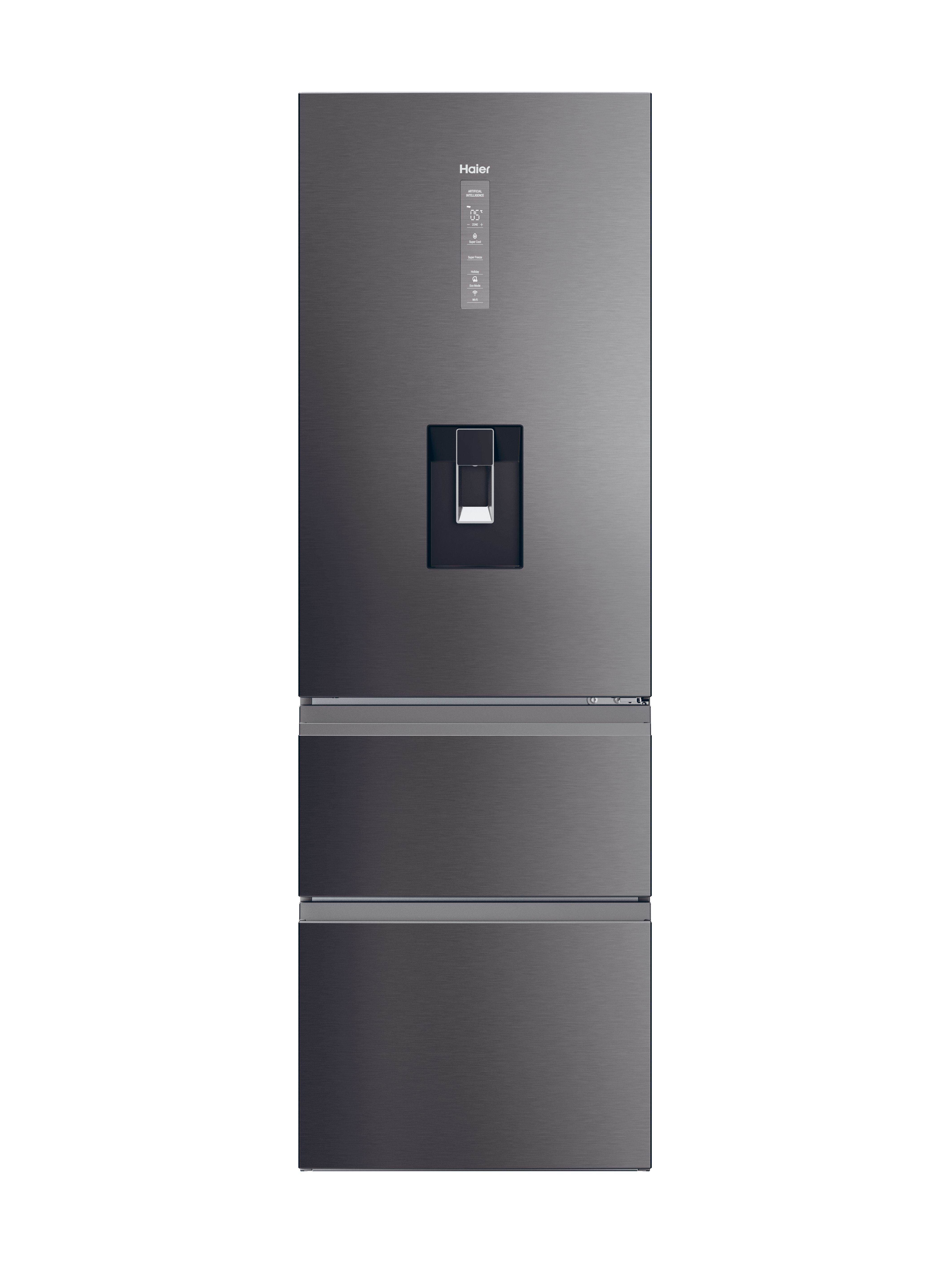 Haier HTW5618EWMP 59.5cm 60/40 Frost Free Fridge Freezer - Dark Inox
