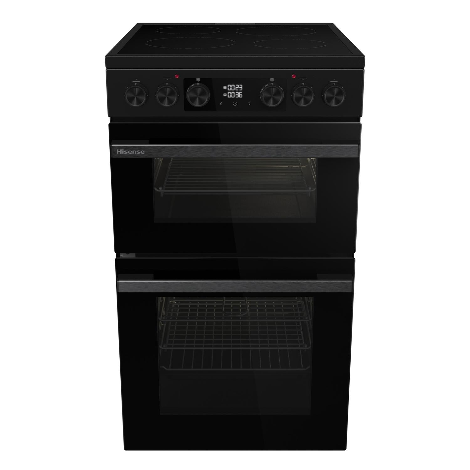Hisense HDCEC5C10B 50cm Double Oven Electric Cooker with Ceramic Hob - Black