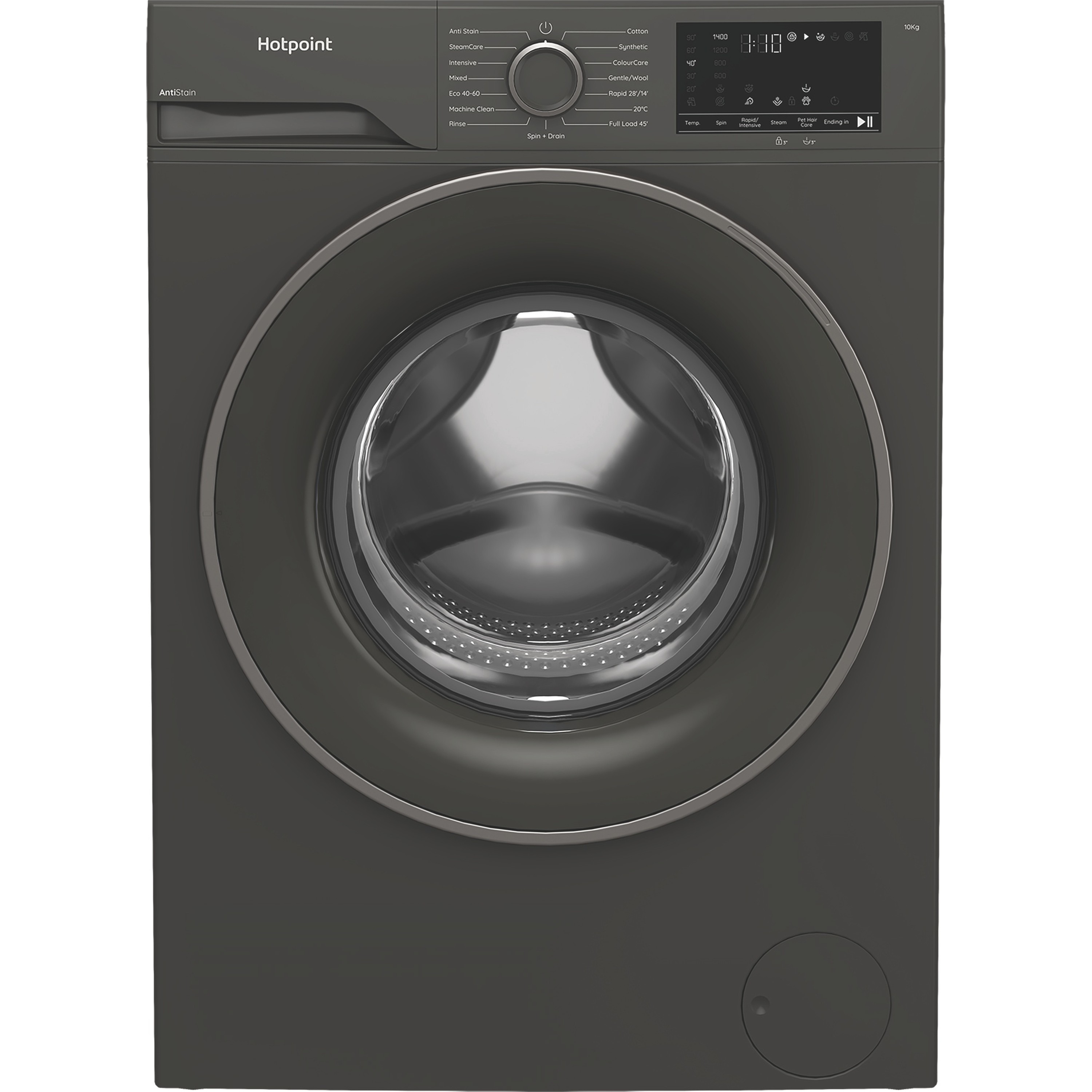 Hotpoint H101GANTISTAIN 10kg 1400 Spin Washing Machine with PetHairCare - Graphite