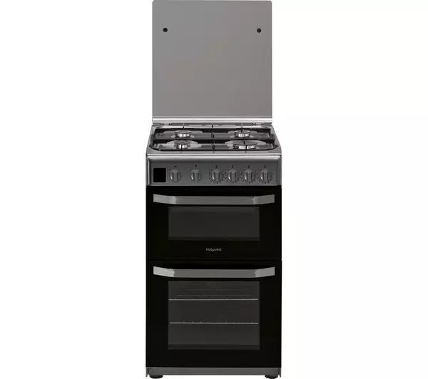 Hotpoint HD5G00CCX 50cm Twin Cavity Gas Cooker - Stainless Steel