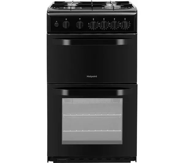 Hotpoint HD5G00KCB 50cm Twin Cavity Gas Cooker - Black