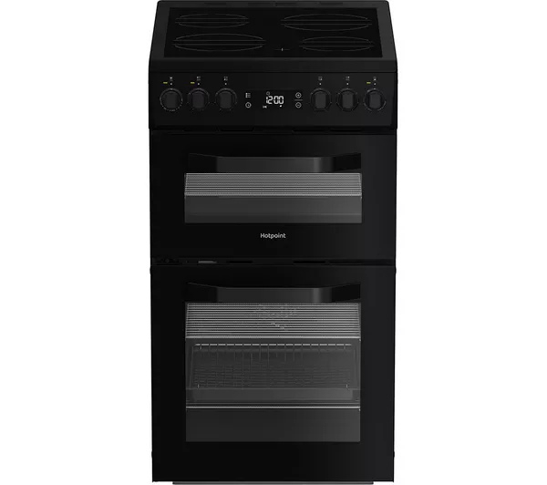 Hotpoint HDE5VDCB 50cm Double Electric Ceramic Cooker - Black