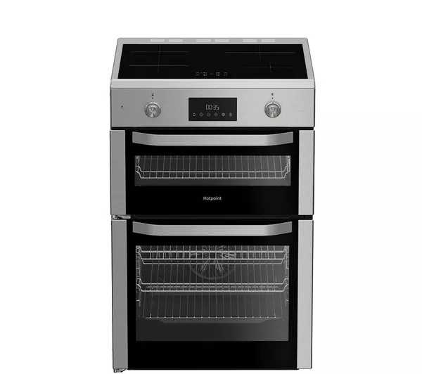 Hotpoint HDE6IDC2X 60cm Double Electric Cooker with Induction Hob - Stainless Steel
