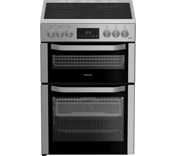Hotpoint HDE6VDCASX 60cm Double Electric Ceramic Cooker with Air Fry - Stainless Steel